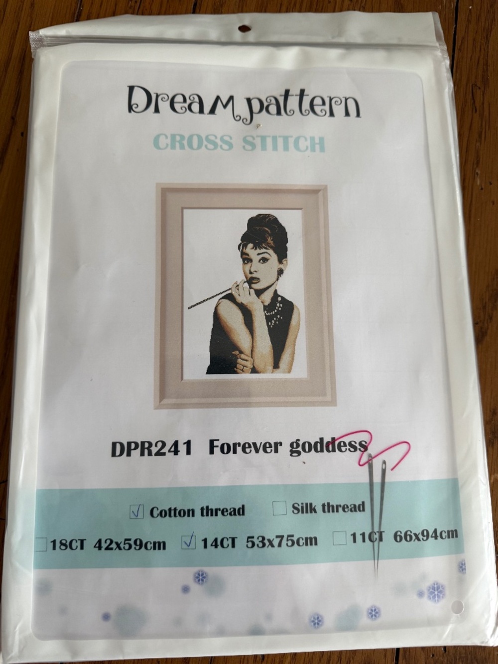 Goddess Audrey Dream Pattern Cross Stitch Kit 14 Count Aida -NOT PRE-PRINTED